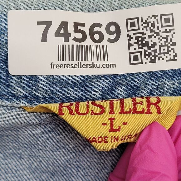 Vintage Rustler Trucker Jacket M/L 21x23 Faded Blue - Picture 8 of 15